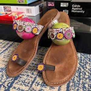 Volatile Beaded Leather Sandals